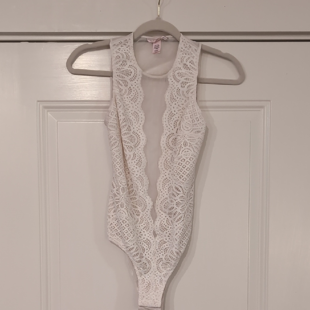 Victoria's Secret White Textured Bodysuit